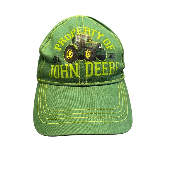 Kids John Deere Tractor Baseball Cap Green Yellow Est 1837 Youth One Size Cotton - Picture 2 of 5